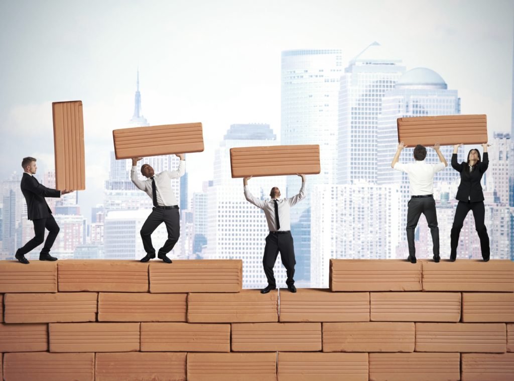 Teamwork builds a new business with bricks
